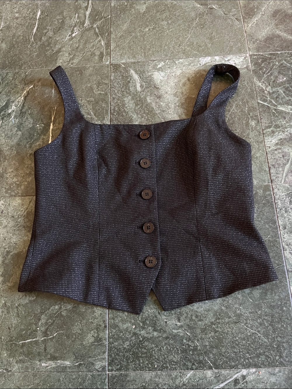 Black Checkered Button-Front Top - Picture 2 of 8